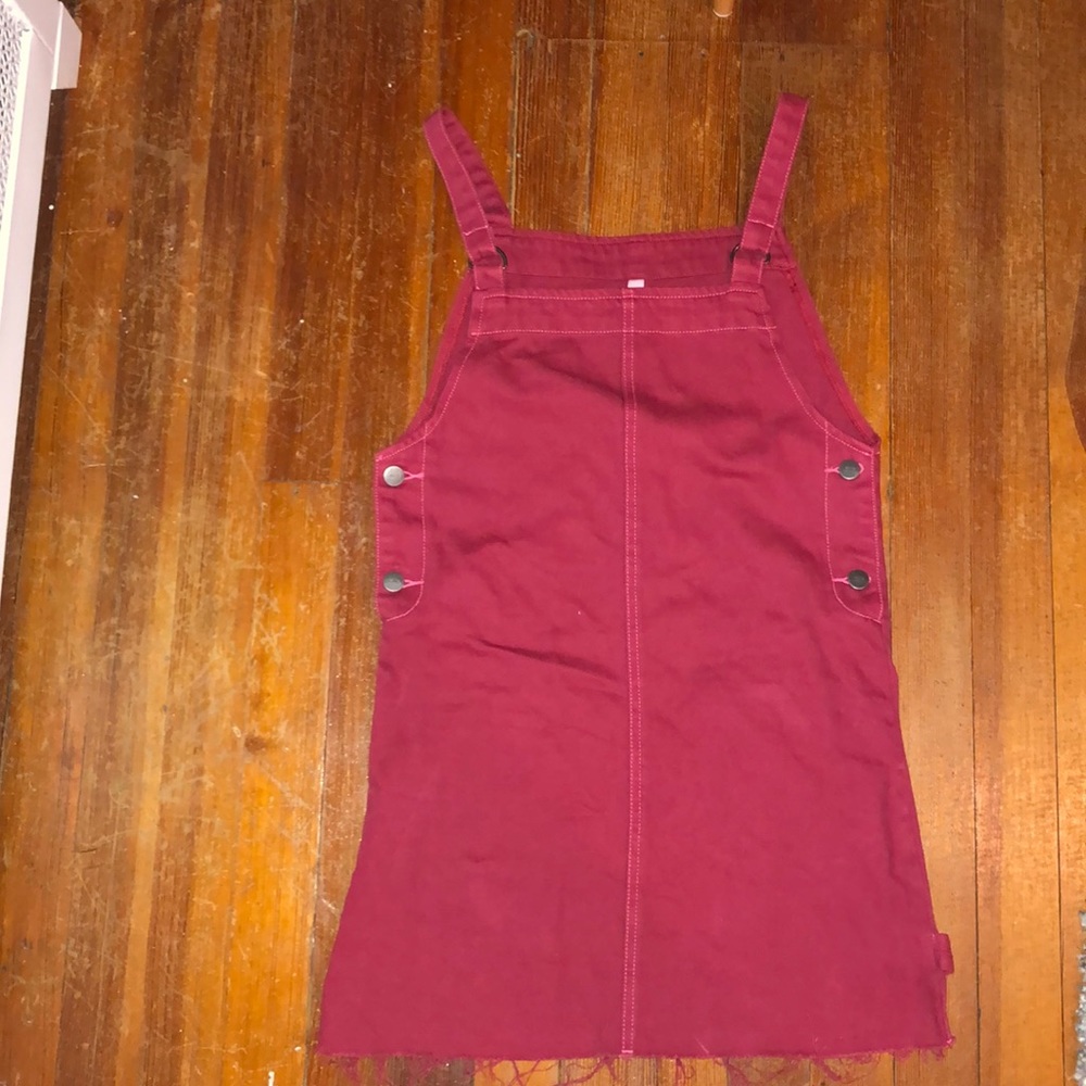Overall dress dark red